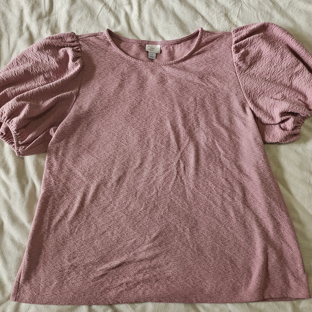 Women's Pink Puff Sleeve Top